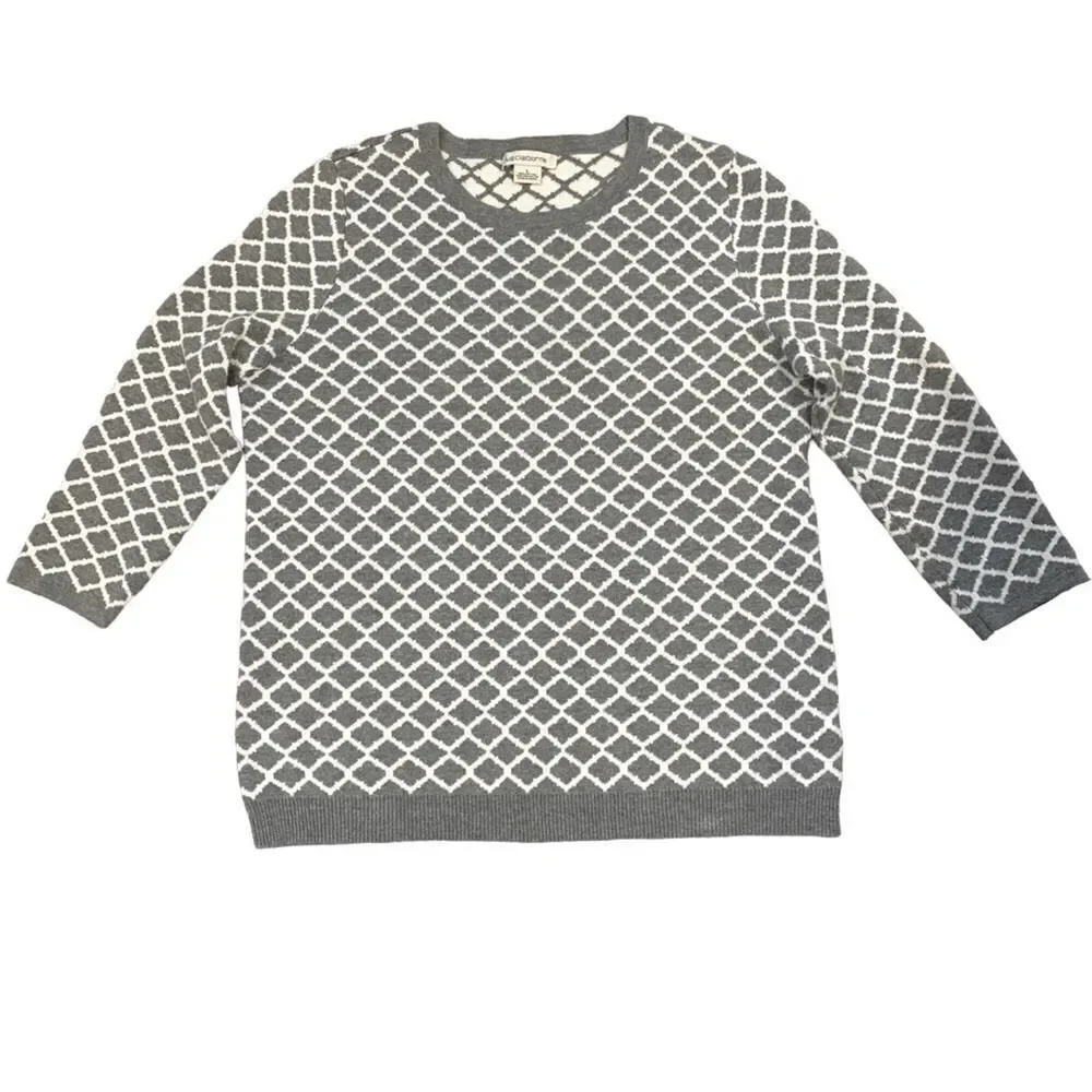 Liz Claiborne Women’s Geometric Print Classic Sweater 3/4 sleeves Size Large